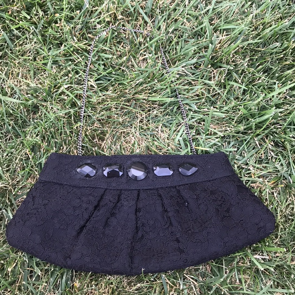 White House Black Market Black lace clutch